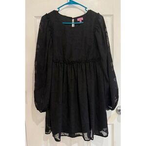 Mi Ami for Francesca's Babydoll Dress Floral Long‎ Sleeve Ruffle Black S